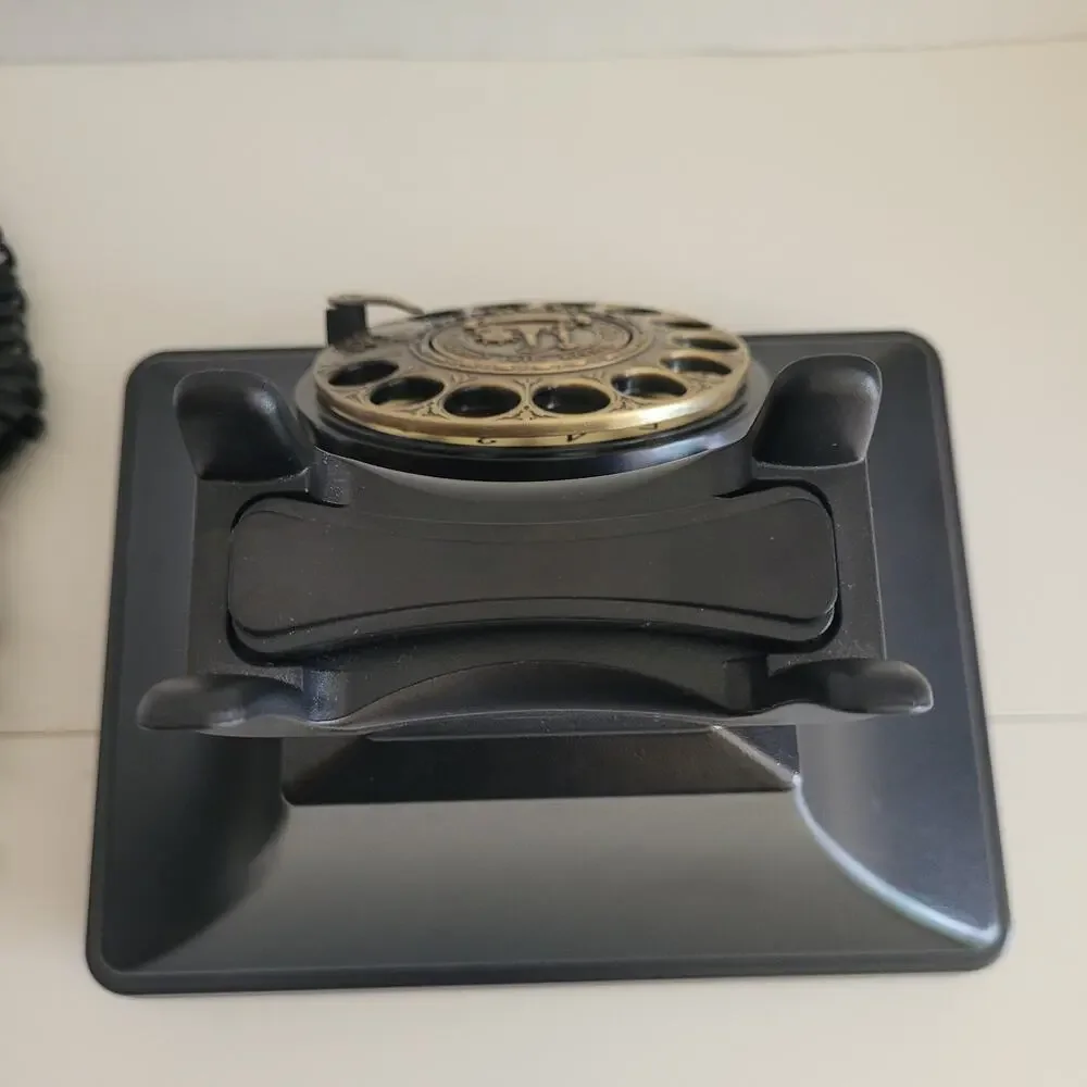 Black Retro Push Button Telephone Gold Rotary Dial Landline Decor Pottery Barn